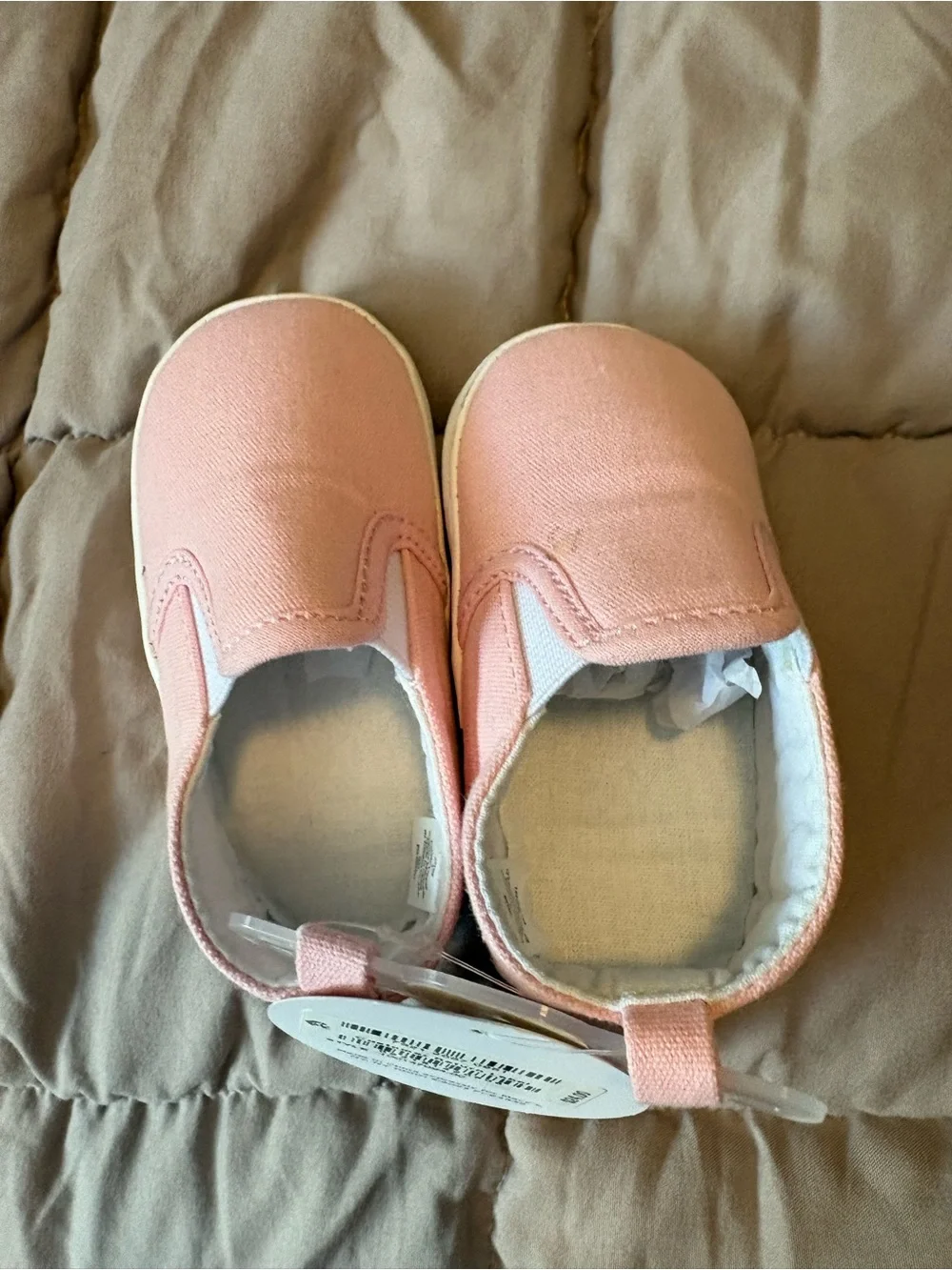 First Impressions Pink Canvas Slip-On Baby Shoes 3-6 months